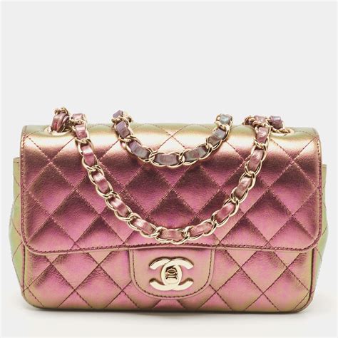 chanel rose gold iridescent mini|iridescent Chanel leather bags.